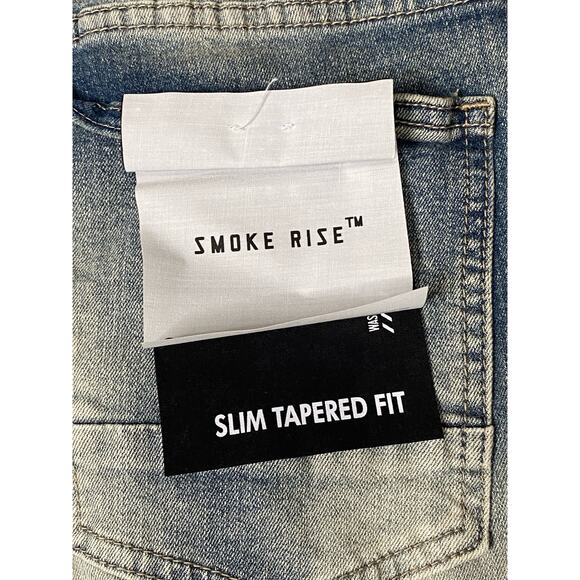 Smoke Rise NWT Men's Slim Tapered Fit Jeans Denim Distressed High Rise 32/32 - Picture 6 of 7